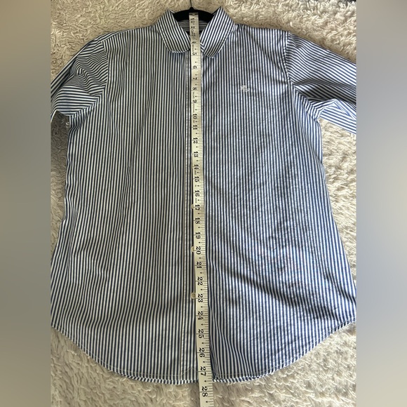 Lauren Ralph Lauren White w/Navy Blue Stripe Fitted Button Down Top. Size S - Picture 7 of 7